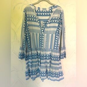 Blue Geometric Patterned Women's Top